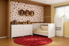 Berço 3 em 1 com Colchão Incluso e Cômoda Framboesa Multimóveis MP4296