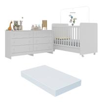 Berço 3 em 1 com Colchão Incluso Rodízios e Cômoda Chantilly Multimóveis MP4289 Berço 3 em 1 com Colchão Incluso Rodízios e Cômoda Chantilly Multimóveis MP4289