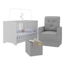 Berço 3 Em 1 Com Colchão Poltrona Amamentação E Puff Multimóveis Mp4160 Branco/cinza Branco/cinza Berço 3 Em 1 Com Colchão Poltrona Amamentação E Puff Multimóveis Mp4160 Branco/cinza Branco/cinza