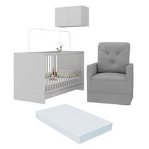 Berço 3 em 1 com Colchão Poltrona e Armário Aéreo 2 Portas Multimóveis MP4156