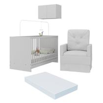 Berço 3 em 1 com Colchão Poltrona e Armário Aéreo 2 Portas Multimóveis MP4156