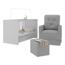 Berço 3 Em 1 Com Poltrona Amamentação e Puff Mp4142 Branco-cinza Berço 3 Em 1 Com Poltrona Amamentação e Puff Mp4142 Branco-cinza