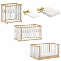 Berço 3 em 1 Evolutivo com Colchões de Brinde Quater Linha Loop Branco com Carvalho Malva com Certificado Inmetro Berço 3 em 1 Evolutivo com Colchões de Brinde Quater Linha Loop Branco com Carvalho Malva com Certificado Inmetro
