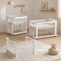 Berço 3 em 1 Evolutivo Mini Berço com Colchão, Berço Americano e Mini Cama Madeira e MDF Acabamento Premium em Branco Fosco Berço 3 em 1 Evolutivo Mini Berço com Colchão, Berço Americano e Mini Cama Madeira e MDF Acabamento Premium em Branco Fosco