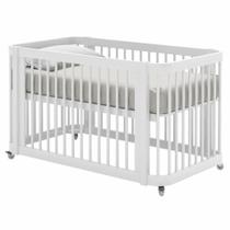 Berço 3 em 1 Evolutivo Mini Berço com Colchão, Berço Americano e Mini Cama Madeira e Mdf Acabamento Premium em Branco Fosco