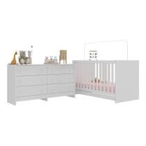 Berço 3 Em 1 Para Colchão 130 X 60cm Com Cômoda Doce De Leite Multimóveis Branco Berço 3 Em 1 Para Colchão 130 X 60cm Com Cômoda Doce De Leite Multimóveis Branco