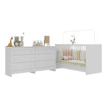 Berço 3 Em 1 Para Colchão 130 X 60cm Com Cômoda Framboesa Multimóveis Branco Berço 3 Em 1 Para Colchão 130 X 60cm Com Cômoda Framboesa Multimóveis Branco
