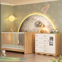 Berço 3 em 1 para Colchão 130x60cm com Cômoda 1 Porta 4 Gavetas Serena Multimóveis MP4741