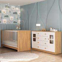 Berço 3 em 1 para Colchão 130x60cm com Cômoda 2 Portas 4 Gavetas Brisa Multimóveis MP4747