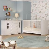 Berço 3 em 1 para Colchão 130x60cm com Cômoda 2 Portas 4 Gavetas Liz Multimóveis MP4765 Berço 3 em 1 para Colchão 130x60cm com Cômoda 2 Portas 4 Gavetas Liz Multimóveis MP4765