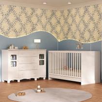 Berço 3 em 1 para Colchão 130x60cm com Cômoda 2 Portas 4 Gavetas Luna Multimóveis MP4750