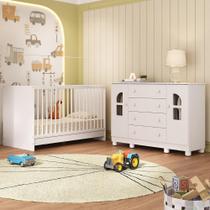 Berço 3 em 1 para Colchão 130x60cm com Cômoda 2 Portas 4 Gavetas Nina Multimóveis MP4764