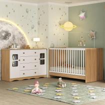 Berço 3 em 1 para Colchão 130x60cm com Cômoda 2 Portas 4 Gavetas Serena Multimóveis MP4749