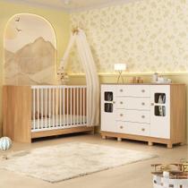 Berço 3 em 1 para Colchão 130x60cm com Cômoda 2 Portas 4 Gavetas Sol Multimóveis MP4748
