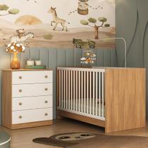 Berço 3 em 1 para Colchão 130x60cm com Cômoda 4 Gavetas Brisa Multimóveis MP4743