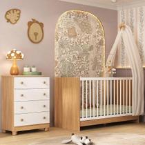 Berço 3 em 1 para Colchão 130x60cm com Cômoda 4 Gavetas Sol Multimóveis MP4744