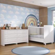 Berço 3 em 1 para Colchão 130x70cm com Rodízios e Cômoda Chantilly Multimóveis MP4290