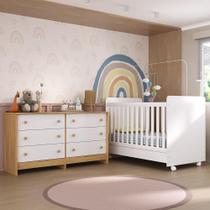 Berço 3 Em 1 Para Colchão Com Rodízios E Cômoda Chantilly Multimóveis Mp4290 Branco-madeirado Berço 3 Em 1 Para Colchão Com Rodízios E Cômoda Chantilly Multimóveis Mp4290 Branco-madeirado