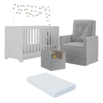 Berço 3x1 com Colchão Incluso Poltrona de Amamentação e Puff Elza Multimóveis MP4100 Berço 3x1 com Colchão Incluso Poltrona de Amamentação e Puff Elza Multimóveis MP4100