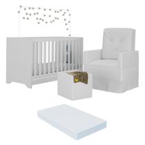 Berço 3x1 com Colchão Incluso Poltrona de Amamentação e Puff Elza Multimóveis MP4106