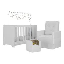 Berço 3x1 Com Poltrona De Amamentação E Puff Multimóveis Mp4082 Branco Branco Berço 3x1 Com Poltrona De Amamentação E Puff Multimóveis Mp4082 Branco Branco