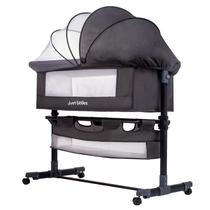 Berço 6 em 1 Portátil Moises Com Mosquiteiro De Bebê Acopla Na Cama Just Littles Cinza Escuro