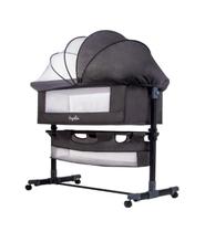Berço 6 em 1 Portátil Moises Com Mosquiteiro De Bebê Acopla Na Cama Just Littles Cinza Escuro