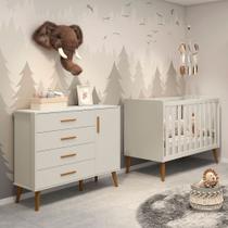 Berço Americano 2 em 1 e Comoda Sapateira Isis Areia Fosco - Reller