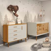 Berço Americano 2 em 1 e Comoda Sapateira Isis Areia Fosco / Savana Fosco- Reller