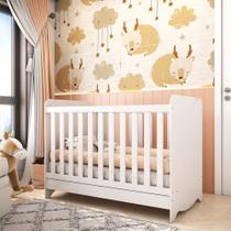 Berço Americano 3 em 1 Ben 100% Mdf Branco Brilho - Móveis Peroba