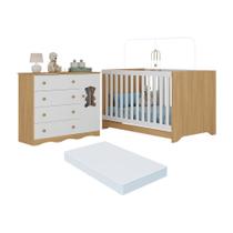 Berço Americano 3 em 1 com Colchão Incluso e Cômoda 1 Porta 4 Gavetas Doçura Multimóveis MP4733