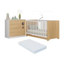 Berço Americano 3 em 1 com Colchão Incluso e Cômoda 1 Porta 4 Gavetas Pirulito Multimóveis MP4715 Berço Americano 3 em 1 com Colchão Incluso e Cômoda 1 Porta 4 Gavetas Pirulito Multimóveis MP4715