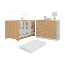 Berço Americano 3 em 1 com Colchão Incluso e Cômoda 1 Porta 4 Gavetas Realeza Multimóveis MP4697 Berço Americano 3 em 1 com Colchão Incluso e Cômoda 1 Porta 4 Gavetas Realeza Multimóveis MP4697