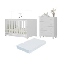 Berço Americano 3 Em 1 Com Colchão Incluso E Cômoda 4 Gavetas Dengo Multimóveis Mp4702 Branco Berço Americano 3 Em 1 Com Colchão Incluso E Cômoda 4 Gavetas Dengo Multimóveis Mp4702 Branco
