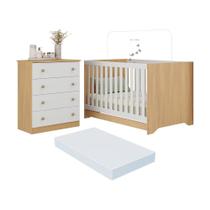 Berço Americano 3 em 1 com Colchão Incluso e Cômoda 4 Gavetas Encanto Multimóveis MP4699