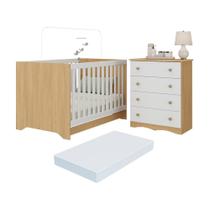 Berço Americano 3 em 1 com Colchão Incluso e Cômoda 4 Gavetas Realeza Multimóveis MP4701