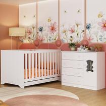 Berço Americano 3 em 1 com Cômoda 1 Porta 4 Gavetas Teddy Multimóveis MP4723