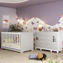 Berço Americano 3 em 1 com Cômoda 2 Portas 4 Gavetas Fofura Multimóveis MP4728