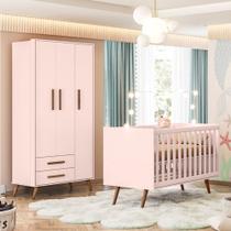 Berço Americano 3820 e Guarda Roupa Roupa 3830 Q Encanto Retrô Qmovi Rosa Berço Americano 3820 e Guarda Roupa Roupa 3830 Q Encanto Retrô Qmovi Rosa