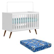 Berço Americano 3820 Retrô Branco Acetinado Com Colchão Ortobom Qmovi