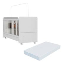 Berço Americano 3x1 com Colchão Incluso e Rodízios Pimpolho Multimóveis FG3568 Branco