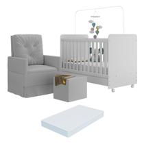 Berço Americano 3x1 com Colchão, Poltrona Amamentação e Puff Bambino Multimóveis MP4101