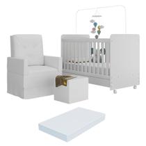 Berço Americano 3x1 com Colchão, Poltrona Amamentação e Puff Bambino Multimóveis MP4107