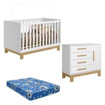 Berço Americano 4315 e Cômoda Sapateira 4355 Q Encanto Slim Branco Acetinado com Colchão Tend Tudo Qmovi Berço Americano 4315 e Cômoda Sapateira 4355 Q Encanto Slim Branco Acetinado com Colchão Tend Tudo Qmovi