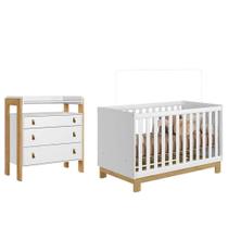 Berço Americano 4315 Q Encanto Slim E Cômoda 4410 Fantasia Branco Acetinado - Qmovi Berço Americano 4315 Q Encanto Slim E Cômoda 4410 Fantasia Branco Acetinado - Qmovi