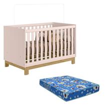 Berço Americano 4315 Q Encanto Slim Rosa Acetinado com Colchão Tend Tudo Qmovi