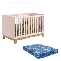 Berço Americano 4315 Q Encanto Slim Rosa Acetinado com Colchão Tend Tudo Qmovi