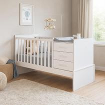 Berço Americano 5 em 1 com Trocador e Baú MDF Reforçado, Pintura UV Brilhante e Cama Solteiro Berço Americano 5 em 1 com Trocador e Baú MDF Reforçado, Pintura UV Brilhante e Cama Solteiro