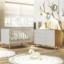 Berço Americano Ambiente Ludmila e Cômoda Gran Lorena Off White Bétula Carolina Baby