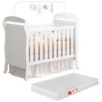 Berço Americano Bebê Com Colchão Mini Cama 100% MDF Grade Móvel Baby Quarto Moisés Infantil Inmetro Multifuncional 3x1 Bebe Retrô Criança Reforçado